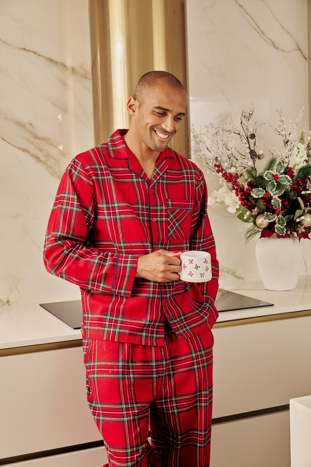 CHECK THE HALLS - Men's Two Piece Long Matching Pyjama Set