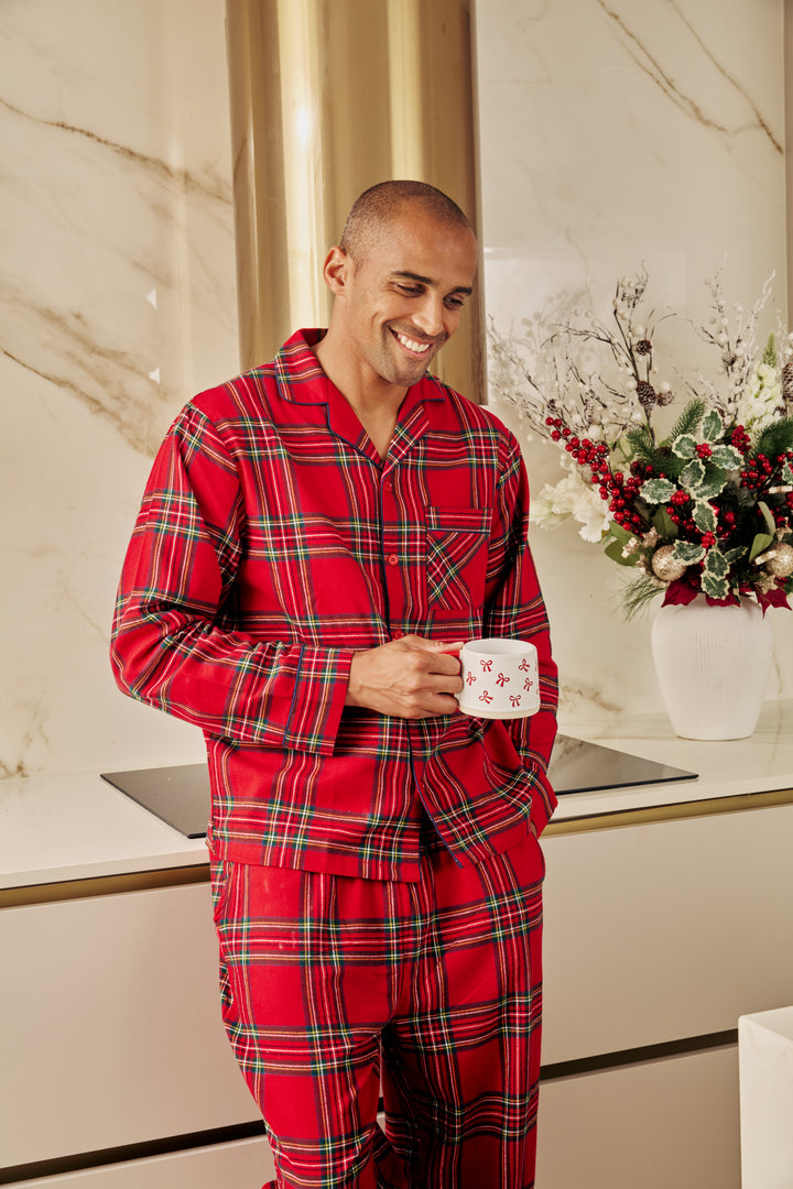 CHECK THE HALLS - Men's Two Piece Long Matching Pyjama Set