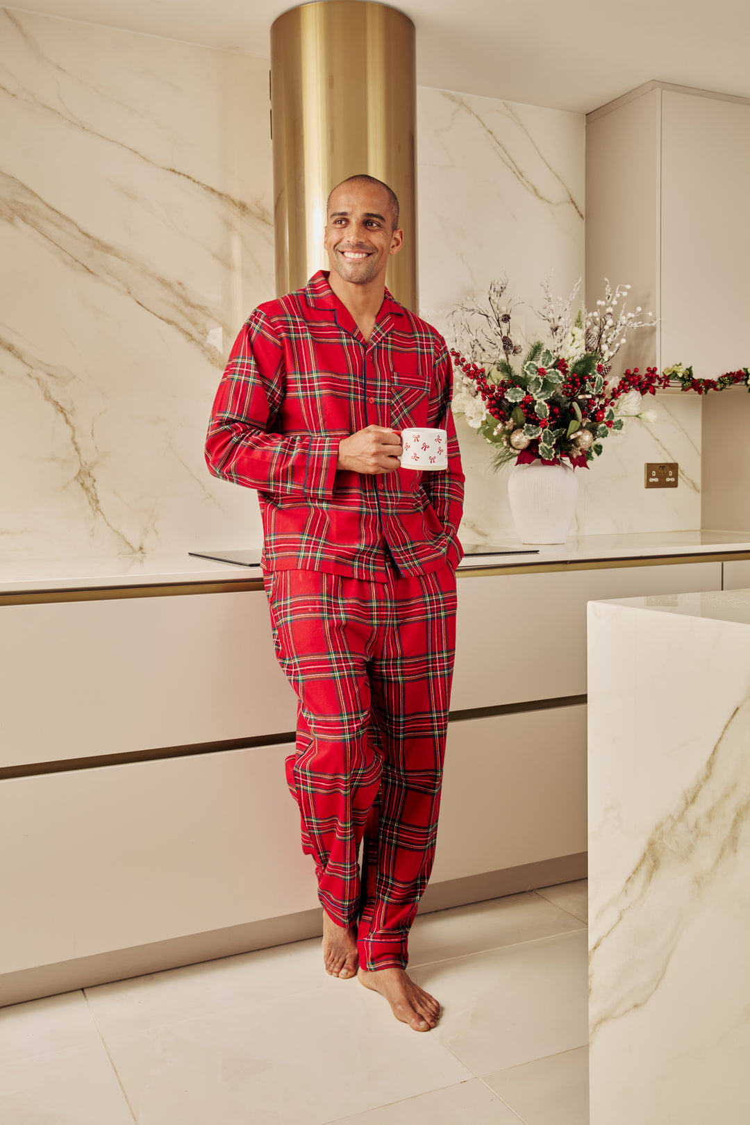 CHECK THE HALLS - Men's Two Piece Long Matching Pyjama Set