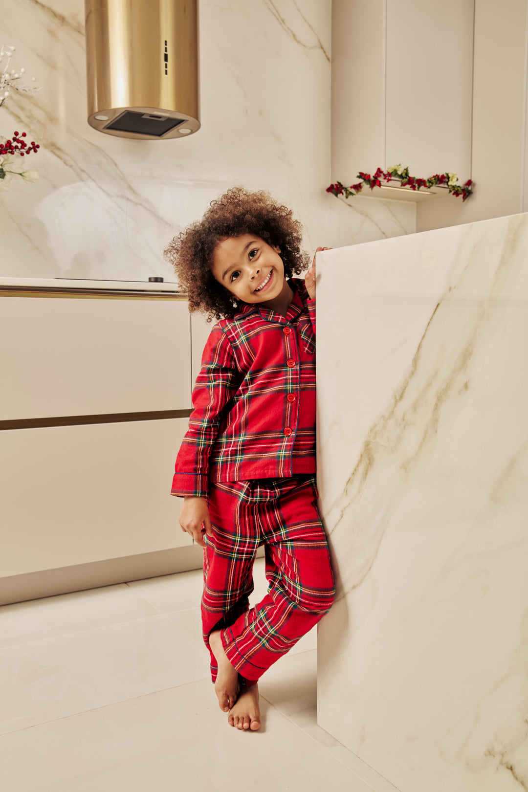 CHECK THE HALLS - Children's Two Piece Long Matching Pyjama Set