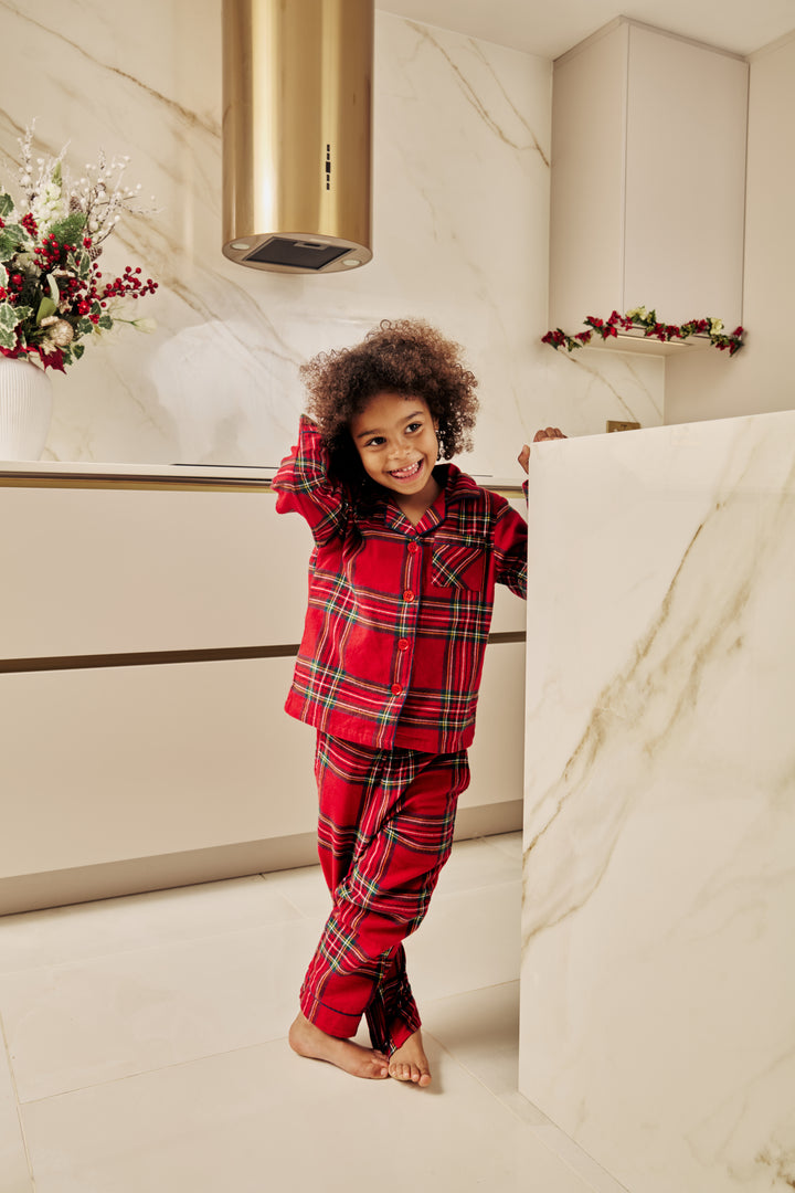 CHECK THE HALLS - Children's Two Piece Long Matching Pyjama Set