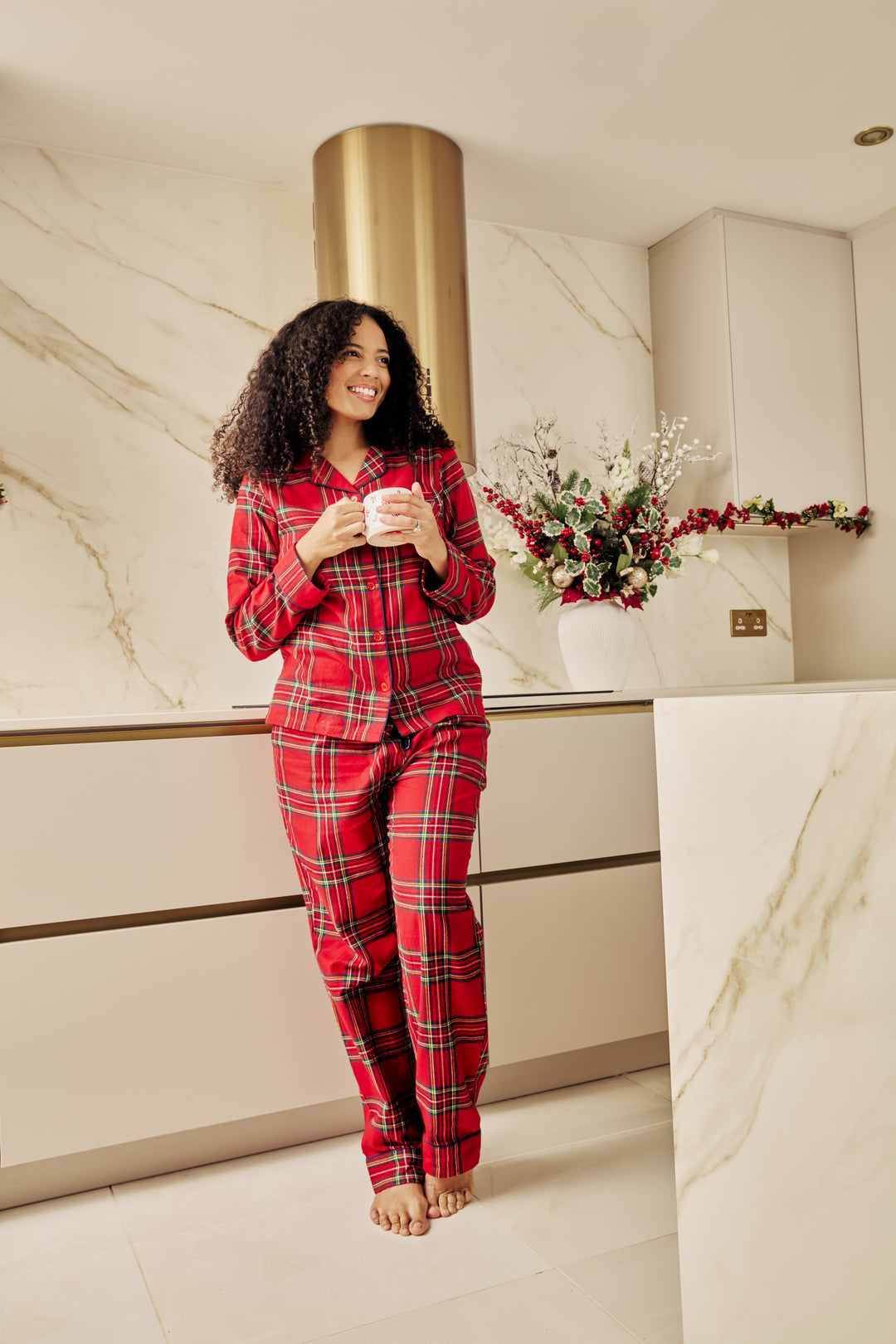 CHECK THE HALLS - Women's Two Piece Long Matching Pyjama Set
