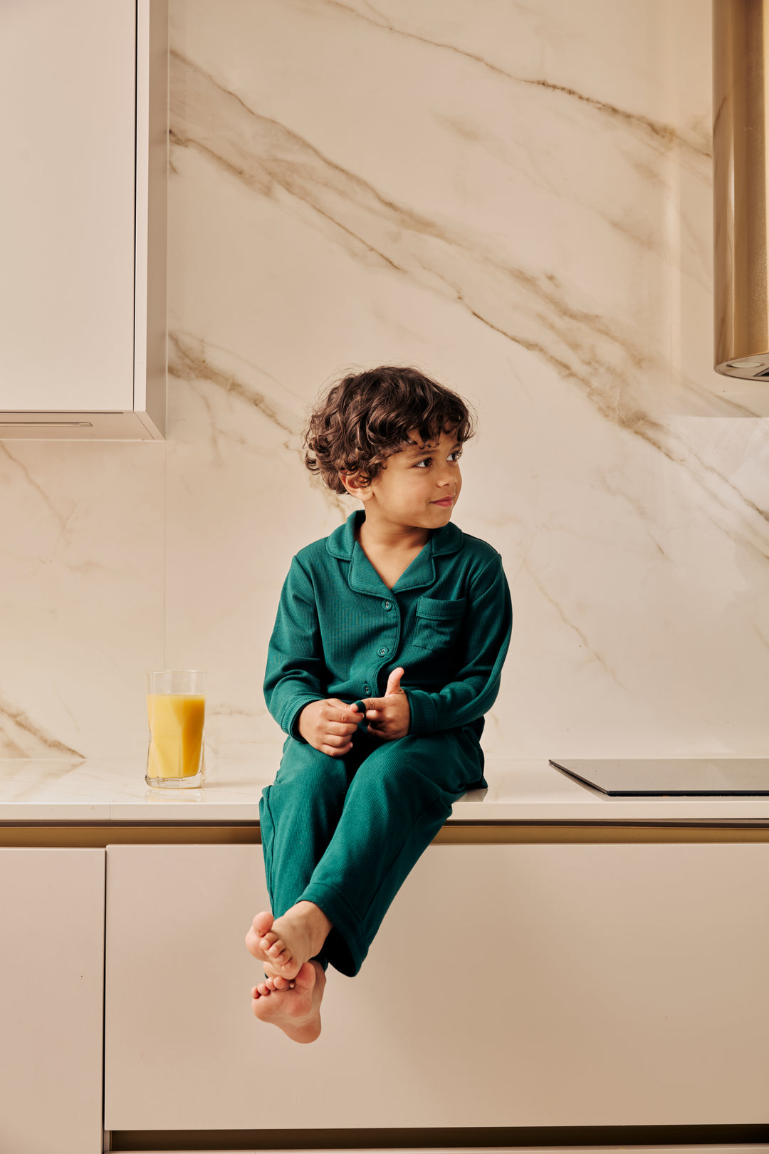 MIDNIGHT JEWEL (EMERALD GREEN) - Children's Two Piece Long Matching Pyjama Set