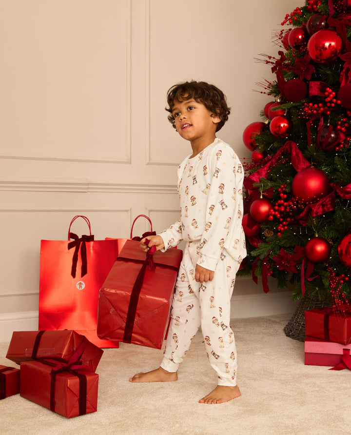 SANTA PAWS - Children's Two Piece Long Matching Pyjama Set