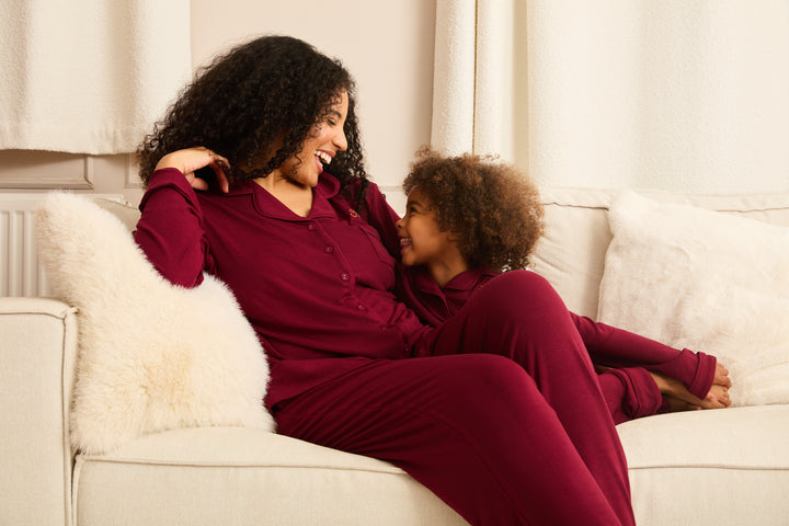 MIDNIGHT JEWEL (RICH BURGUNDY) - Women's Two Piece Long Matching Pyjama Set