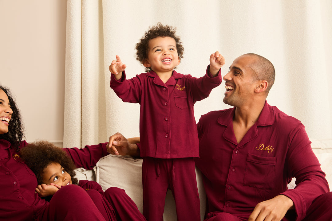 MIDNIGHT JEWEL (RICH BURGUNDY) - Children's Two Piece Long Matching Pyjama Set