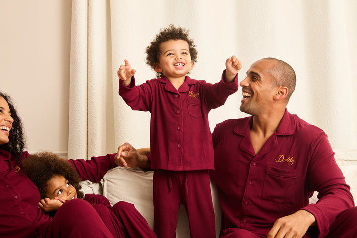 MIDNIGHT JEWEL (RICH BURGUNDY) - Children's Two Piece Long Matching Pyjama Set