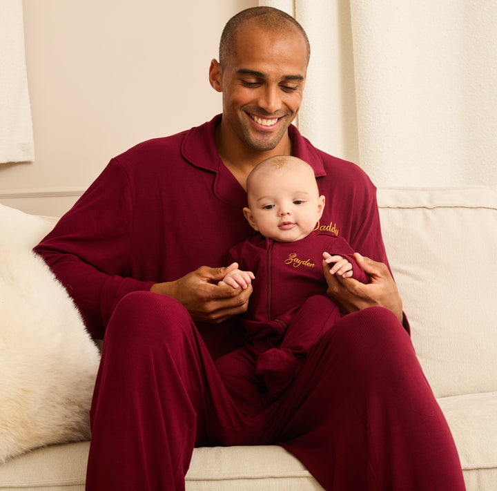 MIDNIGHT JEWEL (RICH BURGUNDY) - Baby's One Piece Matching Pyjama Sleepsuit