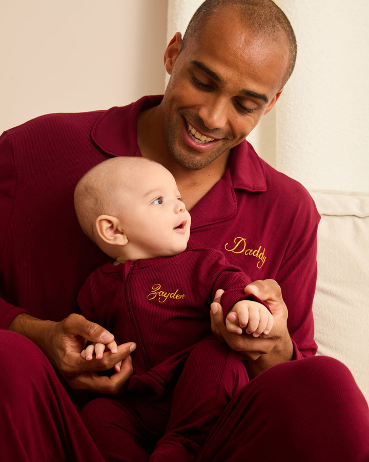 MIDNIGHT JEWEL (RICH BURGUNDY) - Baby's One Piece Matching Pyjama Sleepsuit