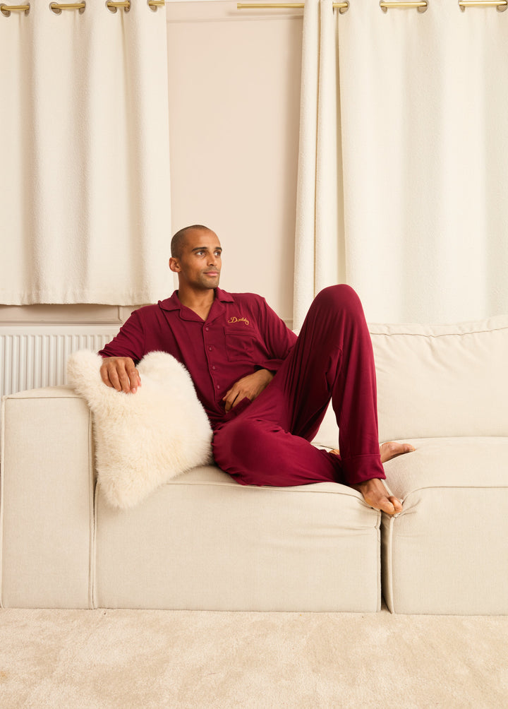 MIDNIGHT JEWEL (RICH BURGUNDY) - Men's Two Piece Long Matching Pyjama Set