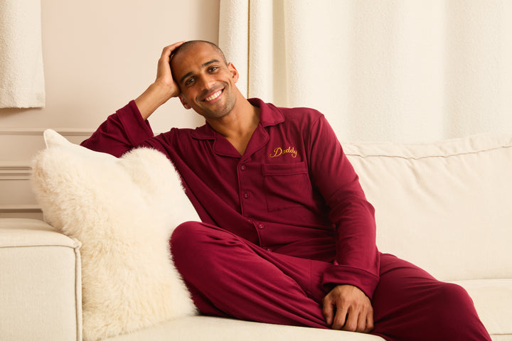 MIDNIGHT JEWEL (RICH BURGUNDY) - Men's Two Piece Long Matching Pyjama Set