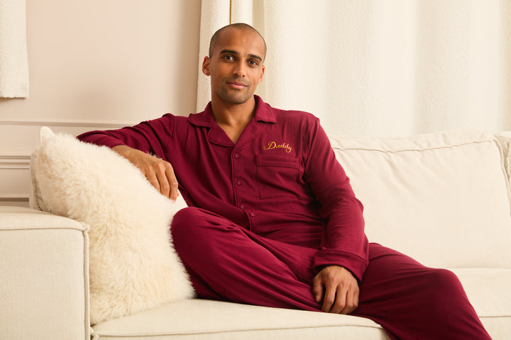 MIDNIGHT JEWEL (RICH BURGUNDY) - Men's Two Piece Long Matching Pyjama Set