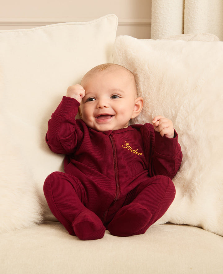 MIDNIGHT JEWEL (RICH BURGUNDY) - Baby's One Piece Matching Pyjama Sleepsuit