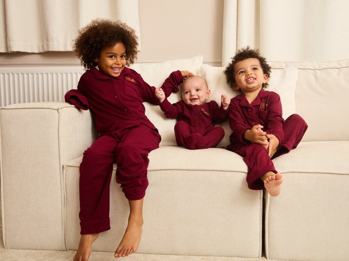 MIDNIGHT JEWEL (RICH BURGUNDY) - Baby's One Piece Matching Pyjama Sleepsuit