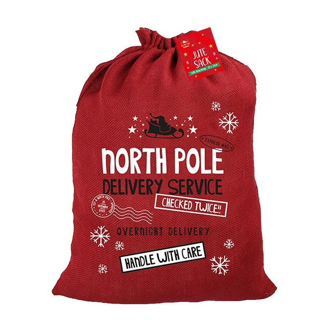 Red North Pole Jute Christmas Sack (69x50cm)