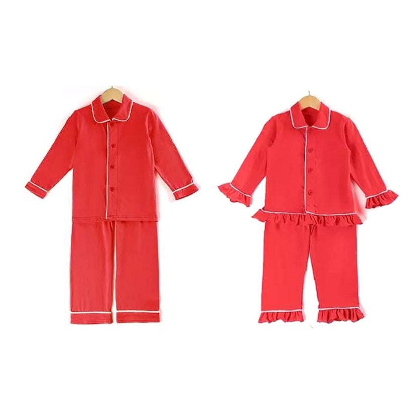 CANDY CANE - Boy's Red Two Piece Matching Pyjama Set *Option To Personalise!*