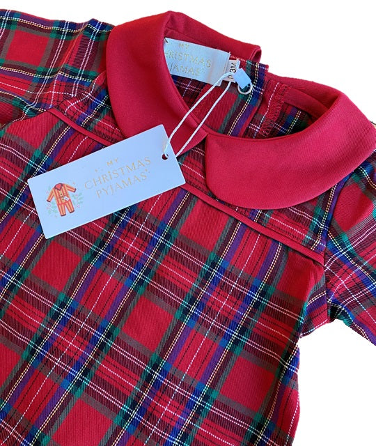 PERFECTLY PLAID (Luxury Range) - Baby's One Piece Red Matching Pyjama Set