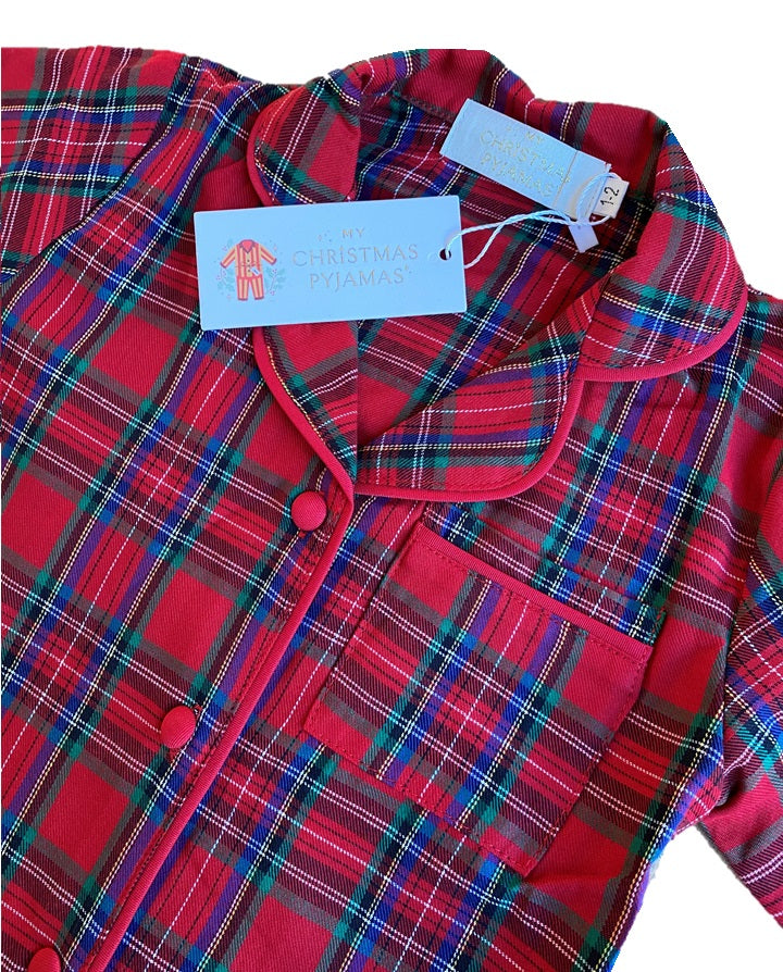 PERFECTLY PLAID (Luxury Range) - Children's Two Piece Red Long Matching Pyjama Set