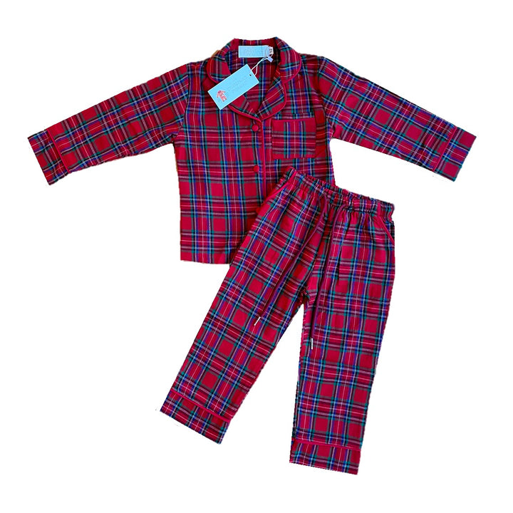 PERFECTLY PLAID (Luxury Range) - Children's Two Piece Red Long Matching Pyjama Set