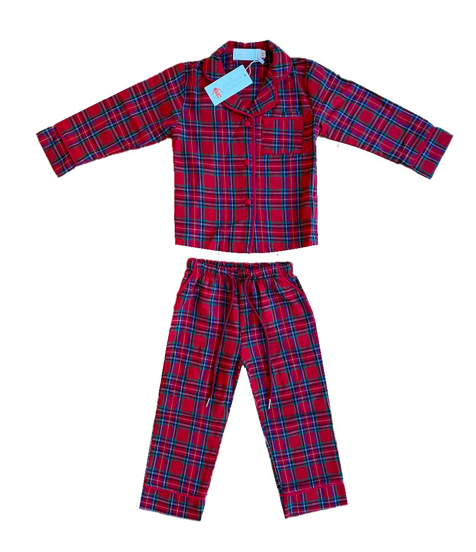 PERFECTLY PLAID (Luxury Range) - Children's Two Piece Red Long Matching Pyjama Set