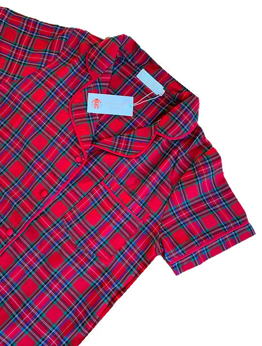 PERFECTLY PLAID (Luxury Range) - Women's Two Piece Red Short Matching Pyjama Set