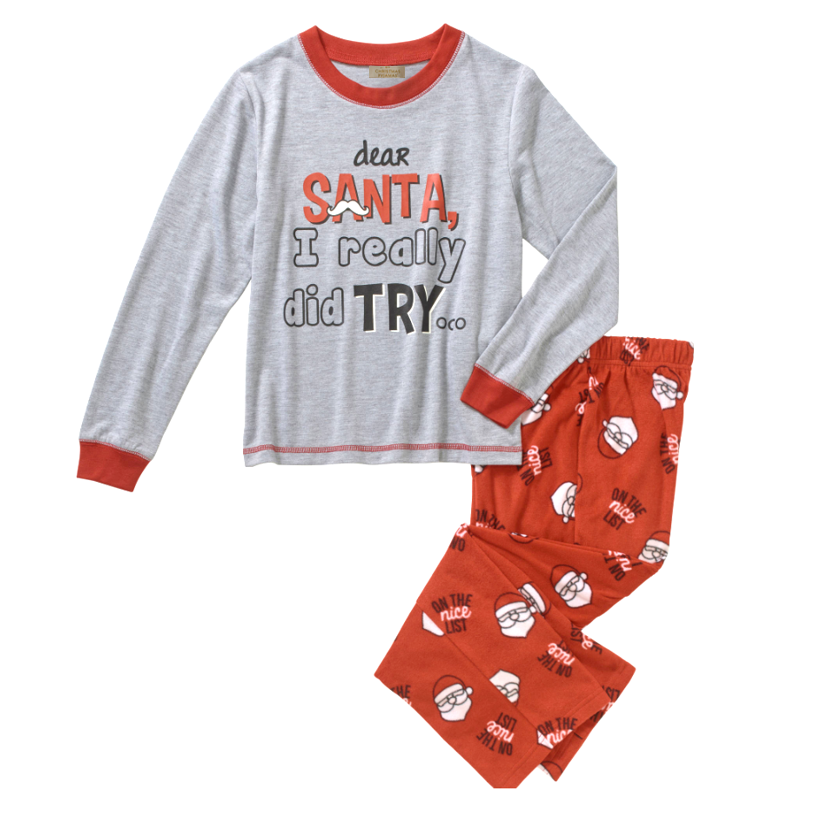 (DISCONTINUED) DEAR SANTA Children's Two Piece Grey Matching Pyjama Set - 12-18 Months