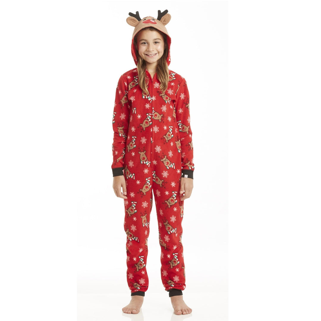 (DISCONTINUED) MERRY MOOSEMAS - Children's One Piece Red Matching Pyjamas