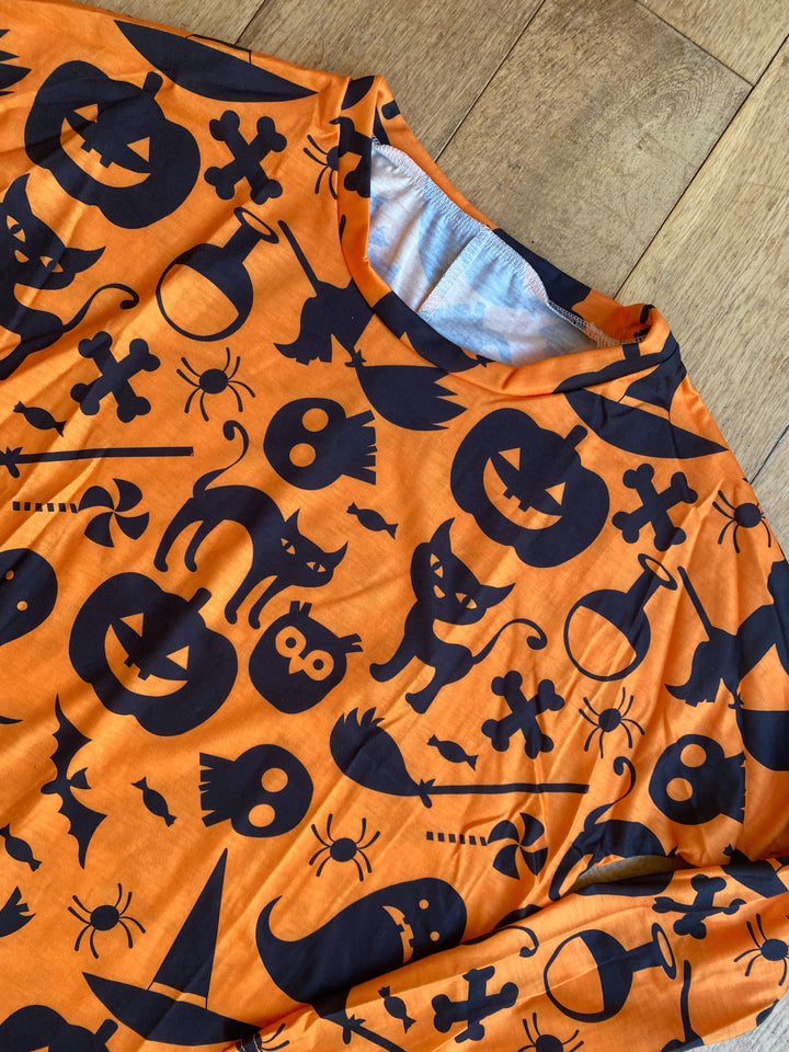 (SAMPLE) Women's Halloween Orange Black Spooky Top - UK 8-10