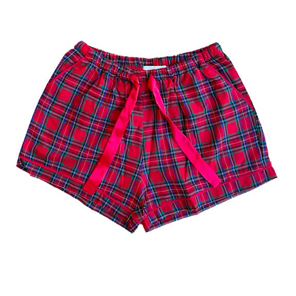 PERFECTLY PLAID (Luxury Range) - Women's Two Piece Red Short Matching Pyjama Set