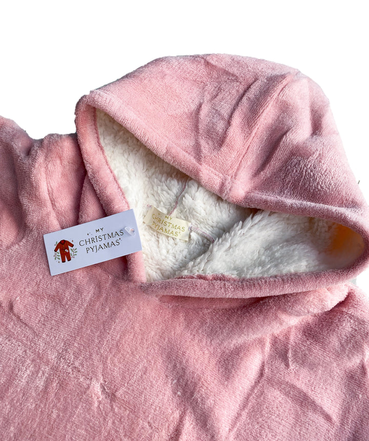 SNOODIE (BLUSH PINK) - Kid's Unisex Oversized Sherpa Lined Blanket Hoodie