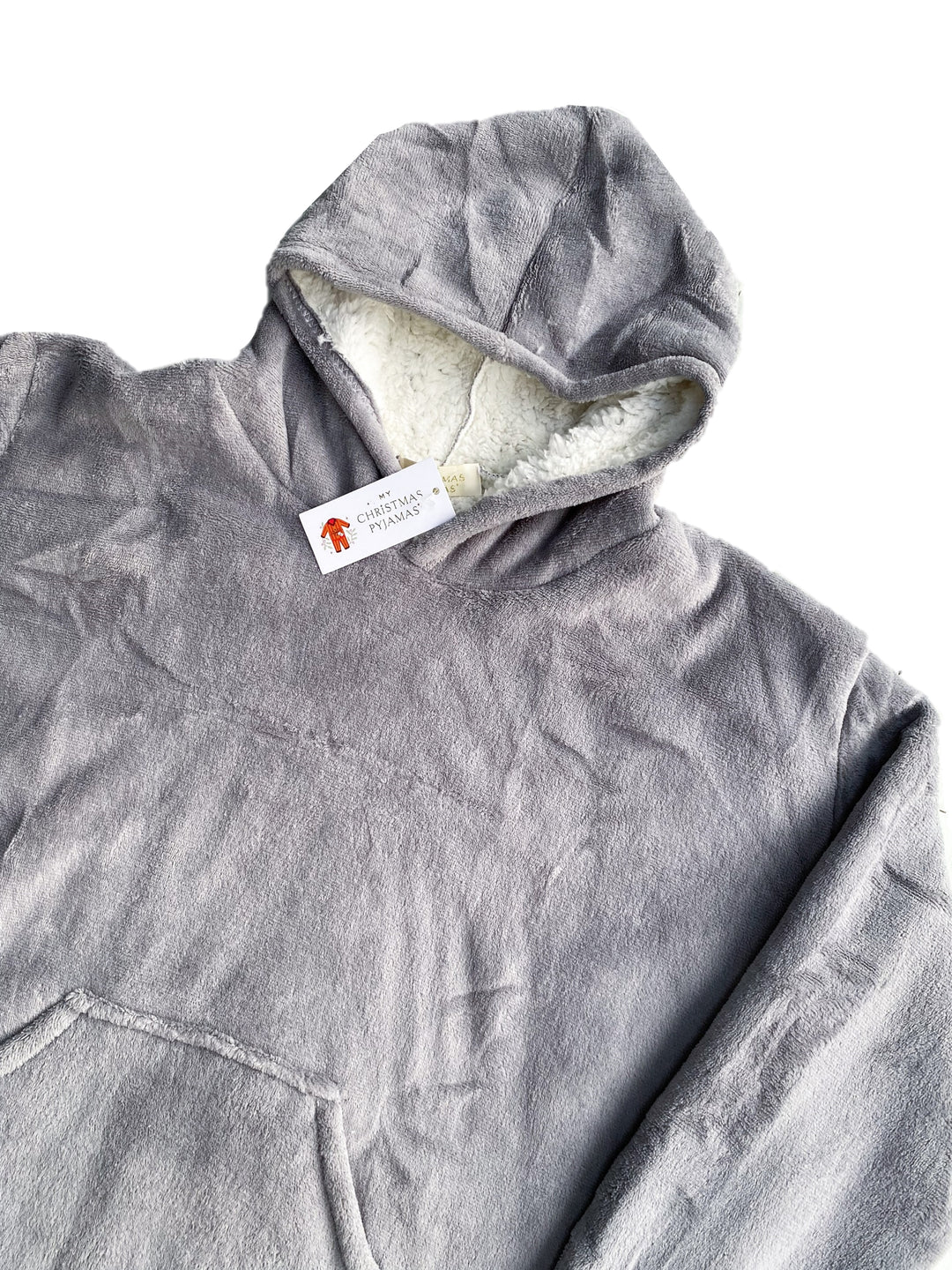 SNOODIE (GREY) - Adult's Unisex Oversized Sherpa Lined Blanket Hoodie