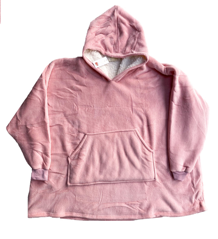 SNOODIE (BLUSH PINK) - Adult's Unisex Oversized Sherpa Lined Blanket Hoodie