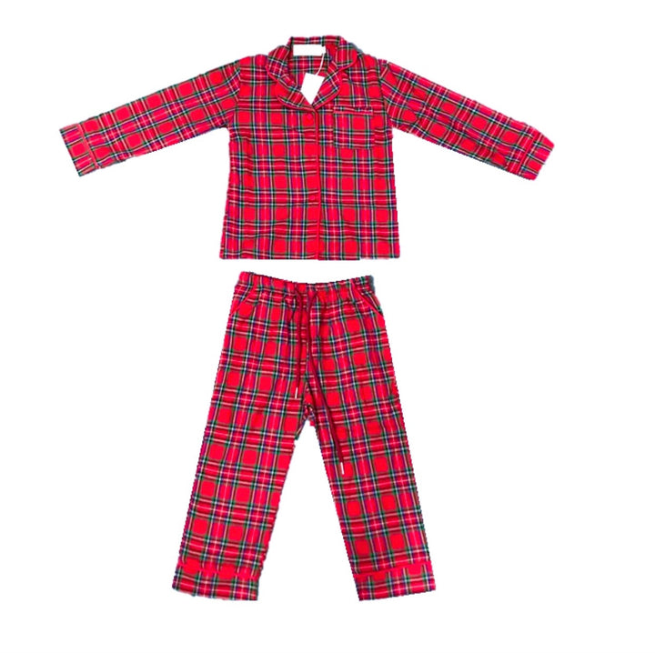 PERFECTLY PLAID (Luxury Range) - Children's Two Piece Red Long Matching Pyjama Set