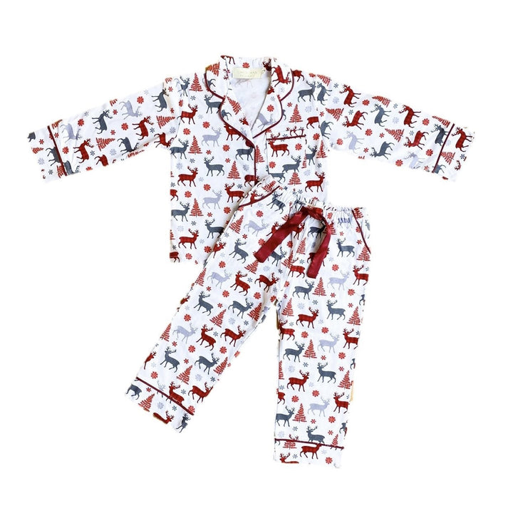 (FAULTY) CHRISTMAS KISSES - Children's Two Piece Red Long Matching Pyjama Set