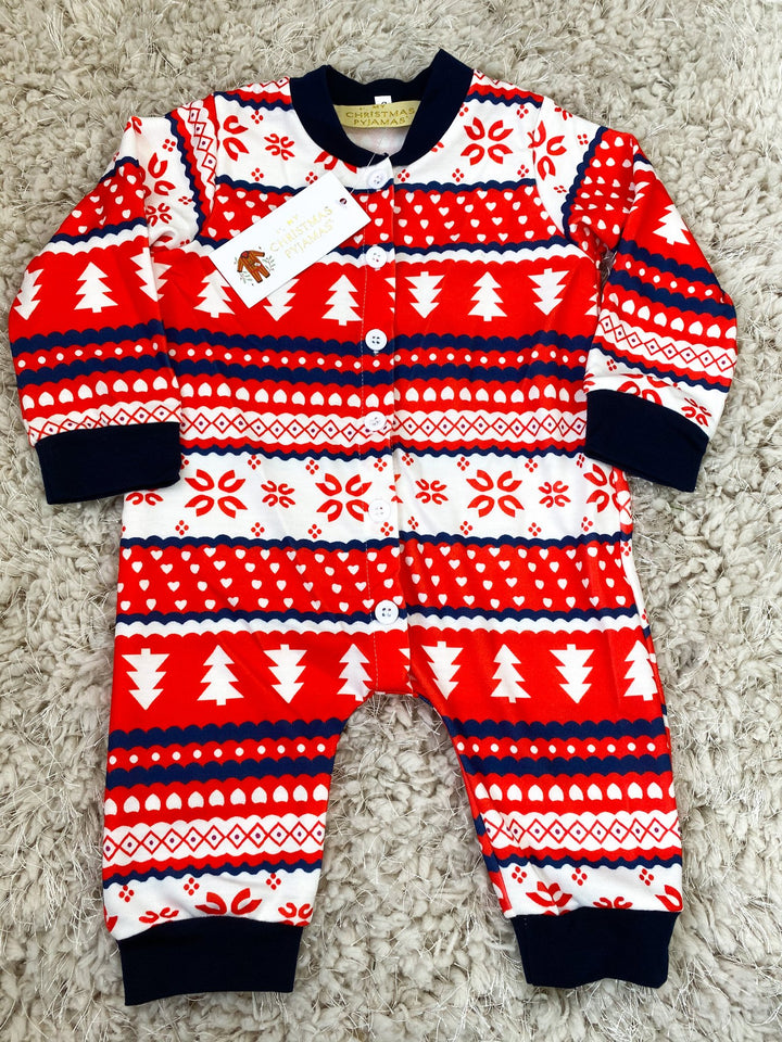 WINTER WONDERLAND (2020 STYLE) - Baby's One Piece Red Matching Pyjama Set