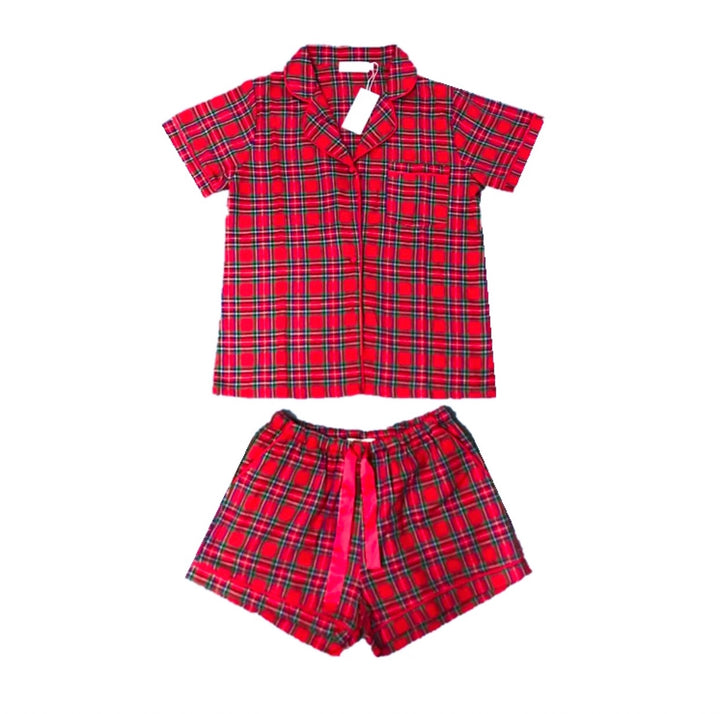 PERFECTLY PLAID (Luxury Range) - Women's Two Piece Red Short Matching Pyjama Set