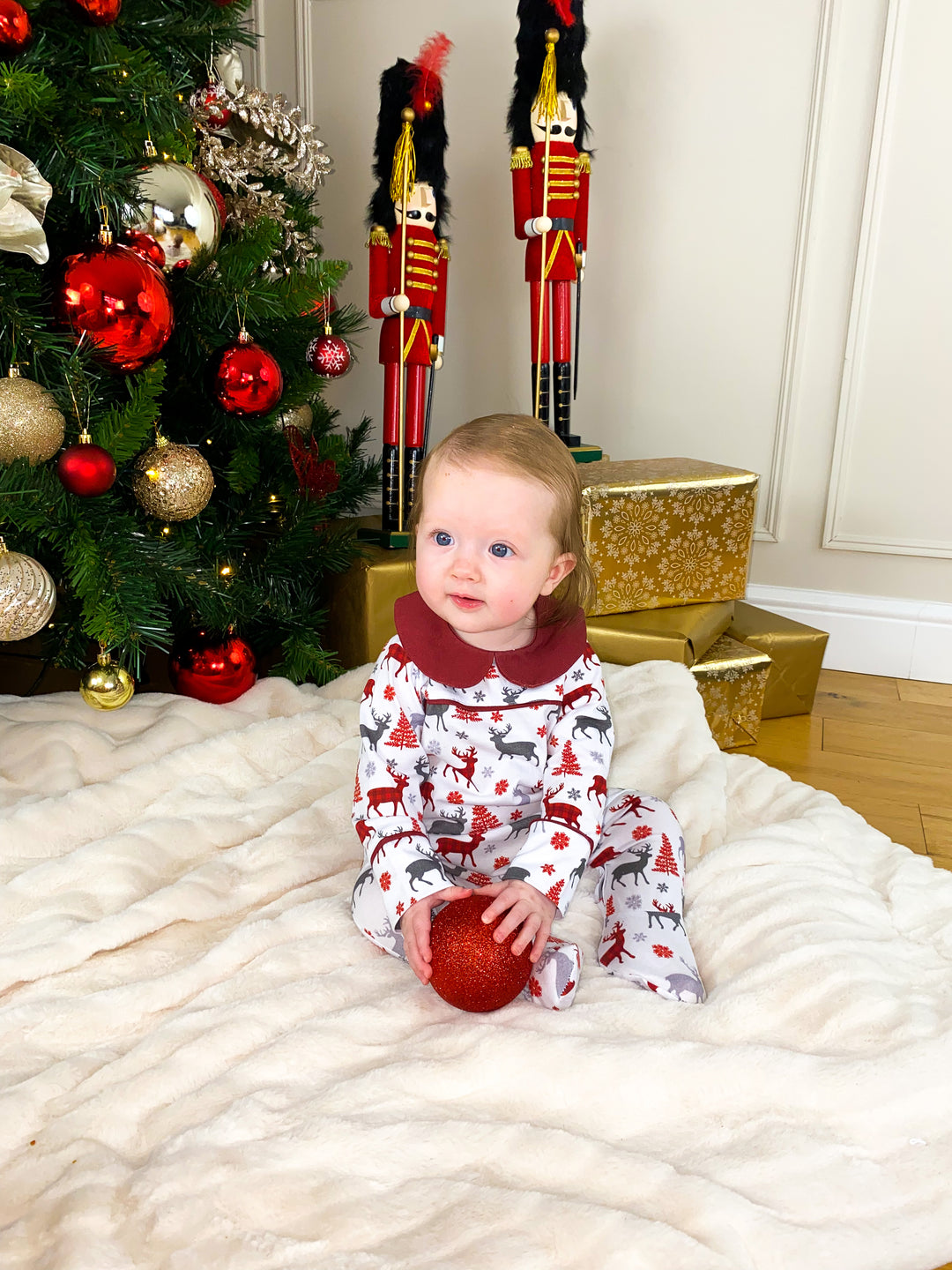 CHRISTMAS KISSES (2023) - Baby's One Piece Red Matching Pyjama Set