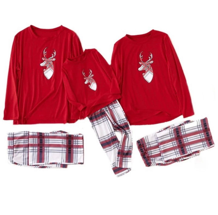 (DISCONTINUED) MERRY & BRIGHT (2020 STYLE) - Children's Two Piece Red Matching Pyjama Set - 5-6 Years