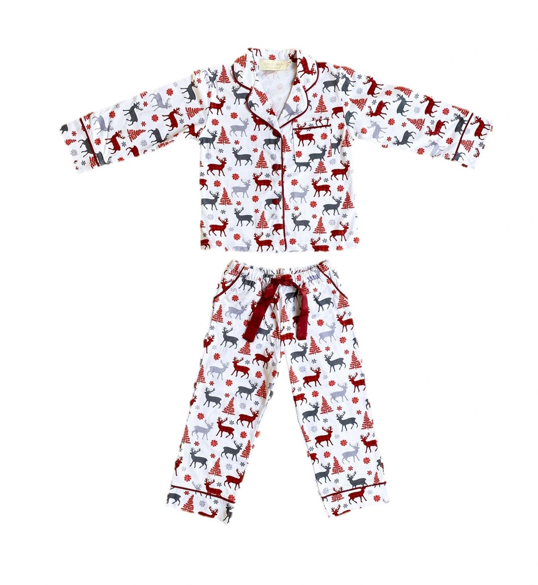 CHRISTMAS KISSES (2023) - Children's Two Piece Red Long Matching Pyjama Set