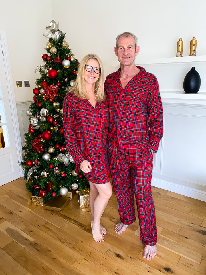 PERFECTLY PLAID (Luxury Range) - Men's Two Piece Red Long Matching Pyjama Set