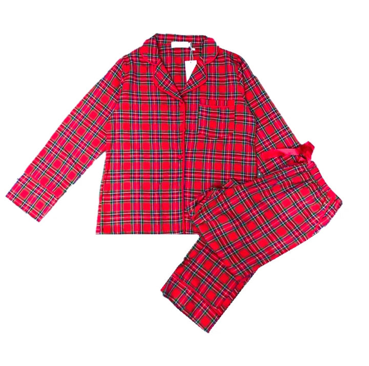 PERFECTLY PLAID (Luxury Range) - Women's Two Piece Red Long Matching Pyjama Set