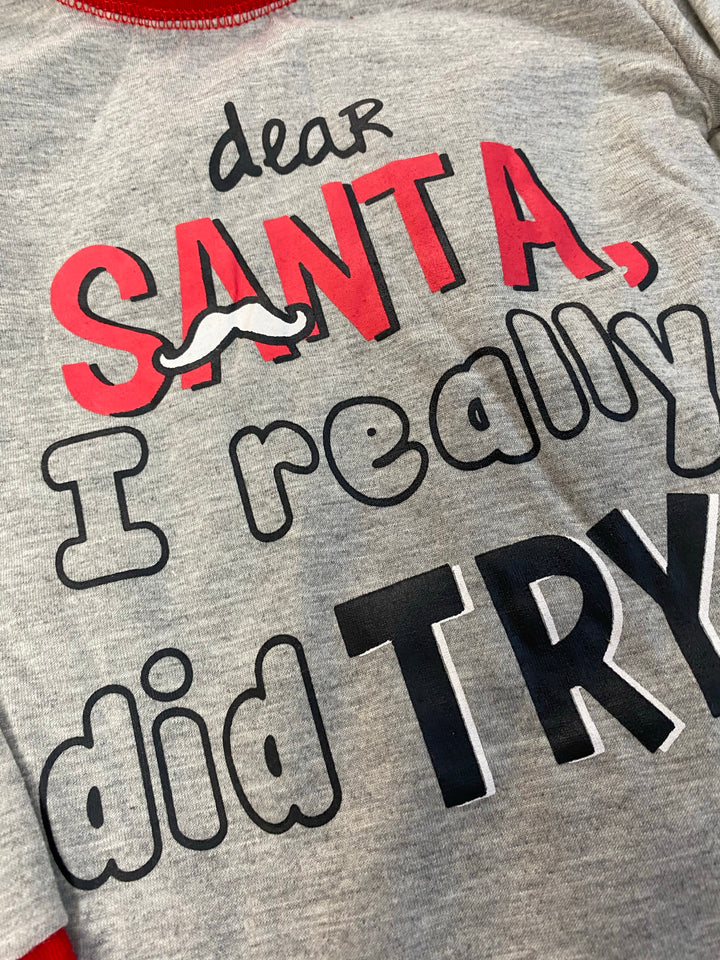 (DISCONTINUED) DEAR SANTA Children's Two Piece Grey Matching Pyjama Set - 12-18 Months