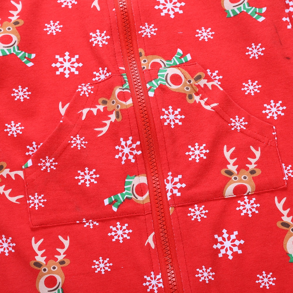 MERRY MOOSEMAS - Children's One Piece Red Matching Pyjamas - My Christmas Pyjamas