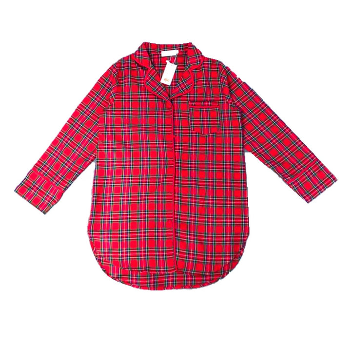 PERFECTLY PLAID (Luxury Range) - Women's One Piece Red Nightshirt Matching Set