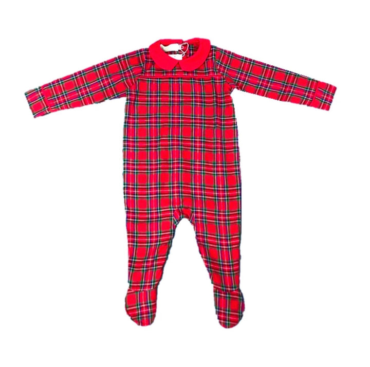 PERFECTLY PLAID (Luxury Range) - Baby's One Piece Red Matching Pyjama Set