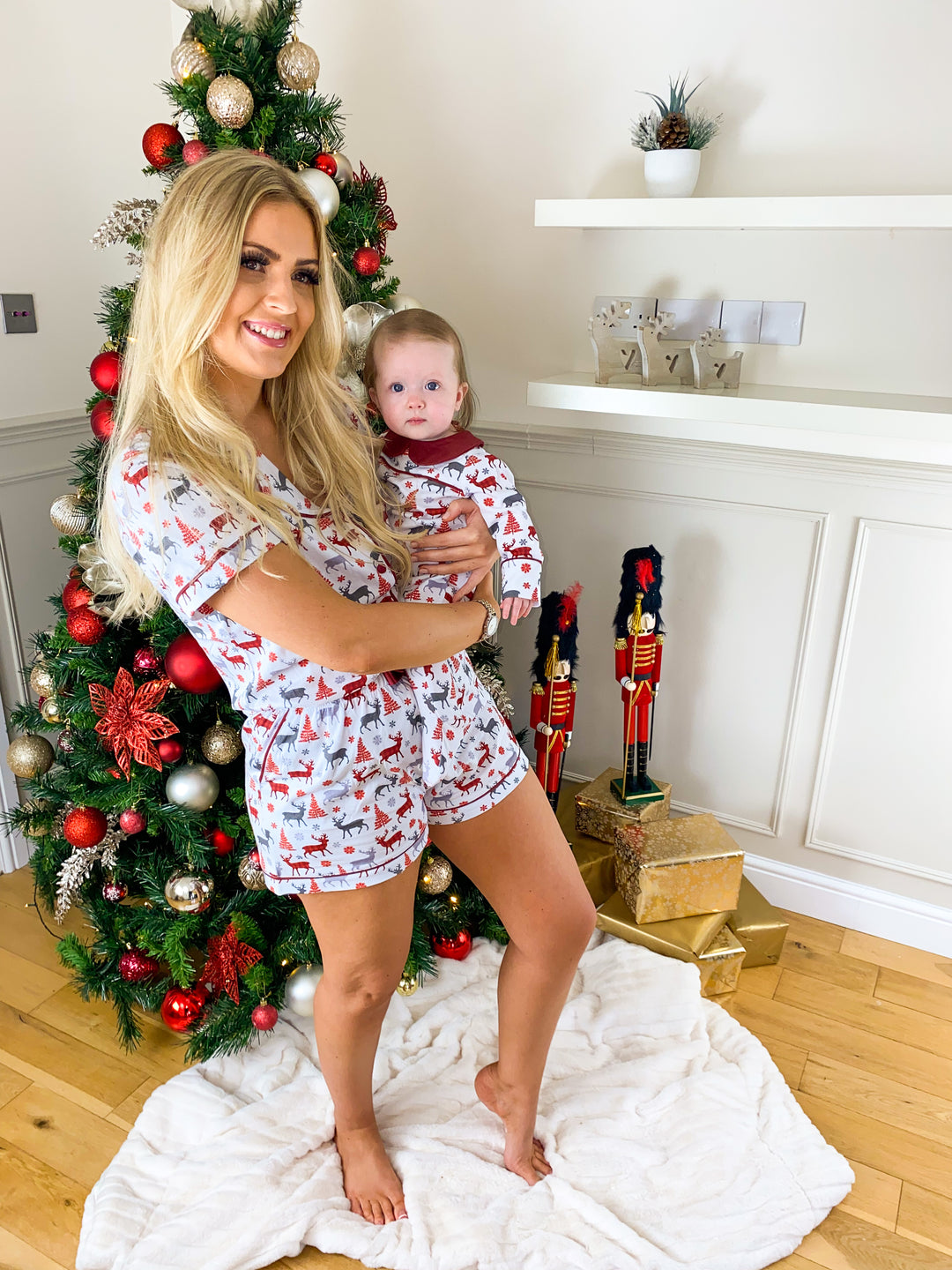 CHRISTMAS KISSES (2023) - Baby's One Piece Red Matching Pyjama Set