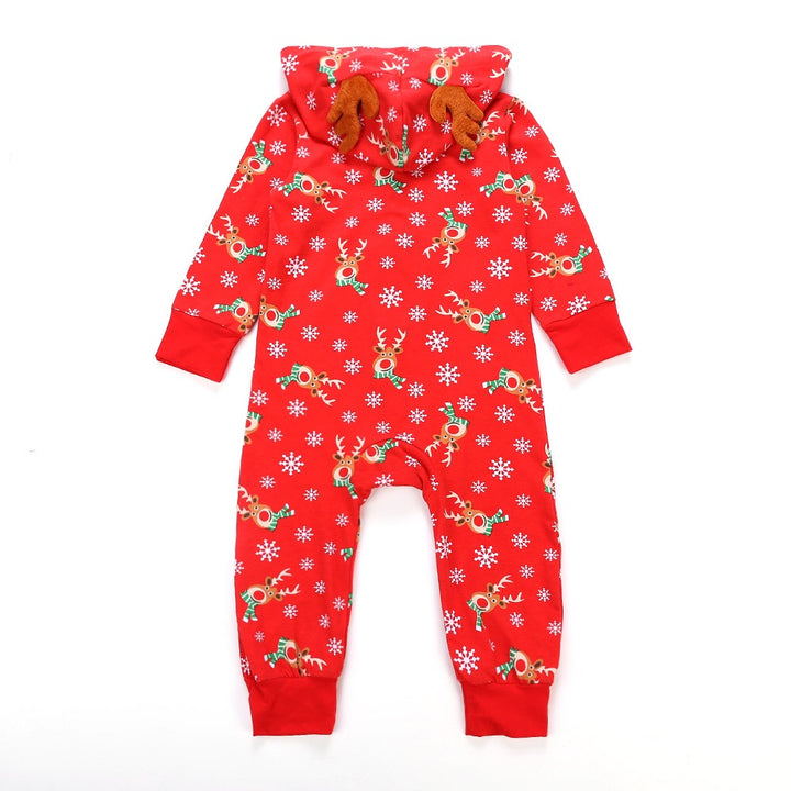 MERRY MOOSEMAS - Children's One Piece Red Matching Pyjamas - My Christmas Pyjamas