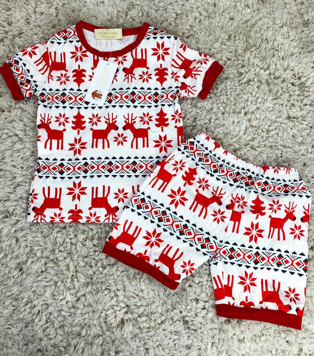 RUDOLPH (Special Edition) - Children's Two Piece White Matching Pyjama Set