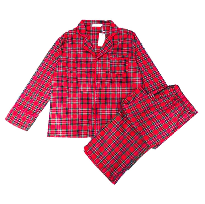 PERFECTLY PLAID (Luxury Range) - Men's Two Piece Red Long Matching Pyjama Set