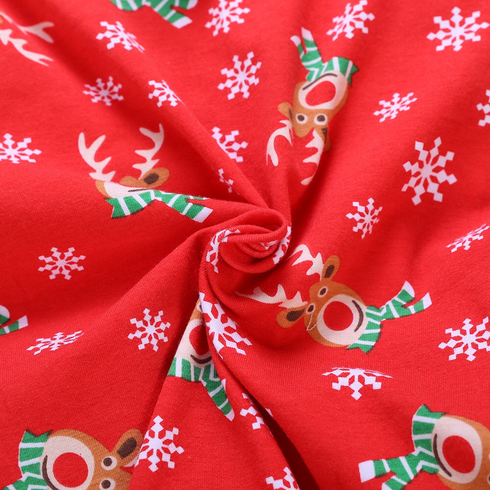 MERRY MOOSEMAS - Children's One Piece Red Matching Pyjamas - My Christmas Pyjamas